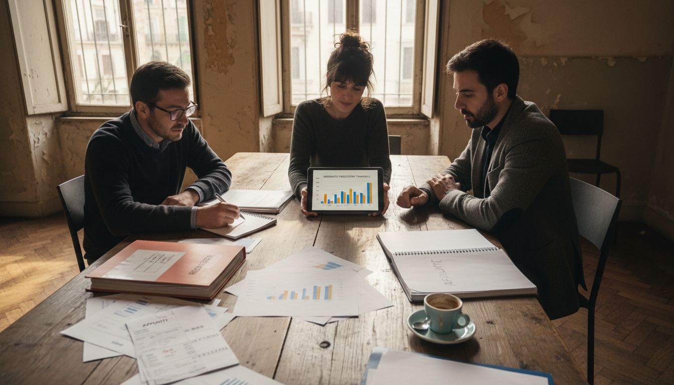 Il team di una piccola impresa si confronta sui risultati digitali raggiunti