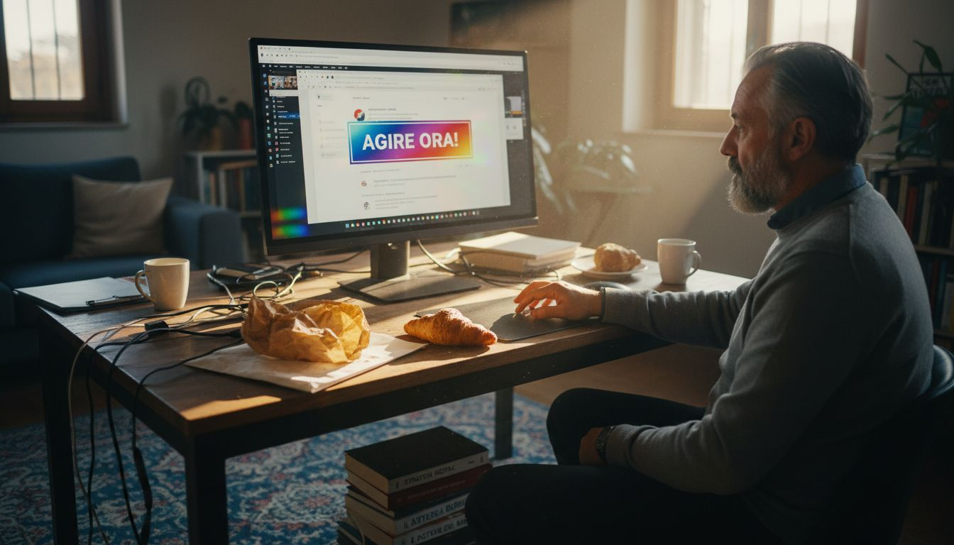 Un uomo si concentra sul pulsante di invito all’azione presente sul sito web.