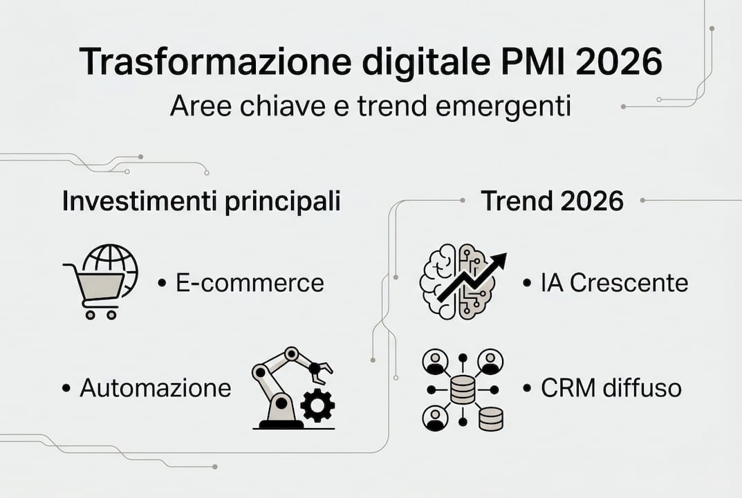 Infografica sulle principali aree di innovazione e sulle tendenze digitali che stanno trasformando le PMI